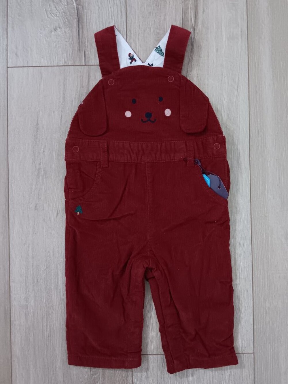 🔥4 for $20🔥Sergent Major Baby Overalls 6M 68cm Burgundy Corduroy Animal Face